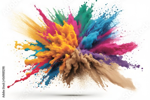 Splash of colored paints on white background. Illustrations