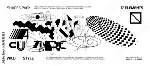 Vector Graphic Assets Set. Bold modern Shapes.