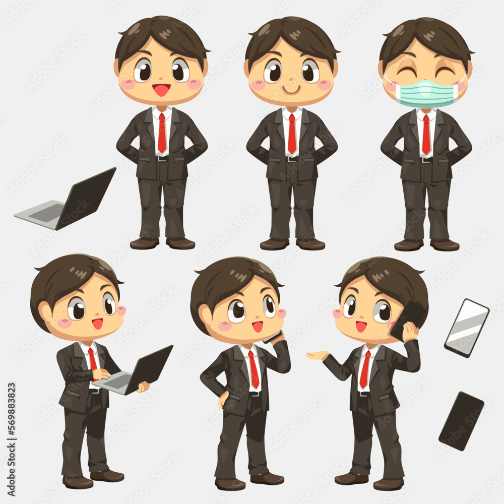 Businessman in cartoon character flat vector on white background Businessman in cartoon character flat vector on white background