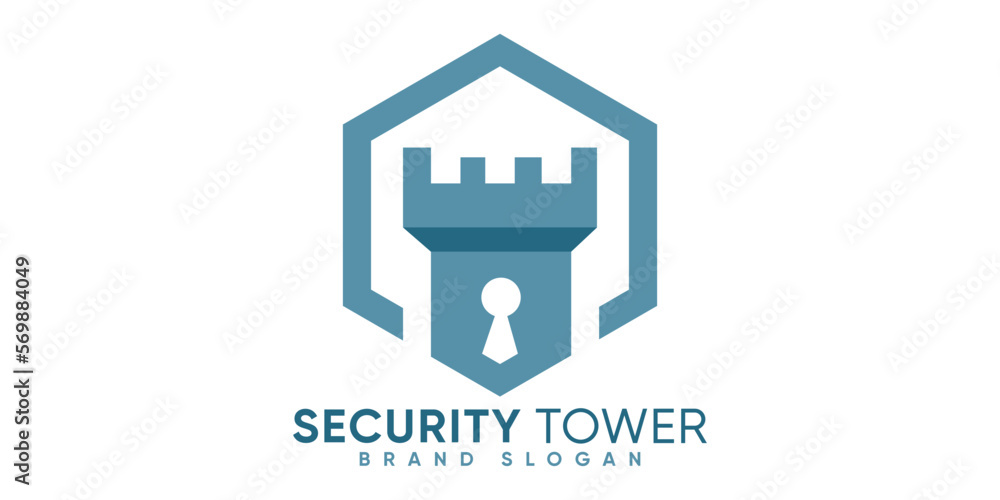 SIMPLE SECURITY HEXAGON TOWER LOGO WITH MODERN STYLE PREMIUM VECTOR SIMPLE SECURITY HEXAGON TOWER LOGO WITH MODERN STYLE PREMIUM VECTOR