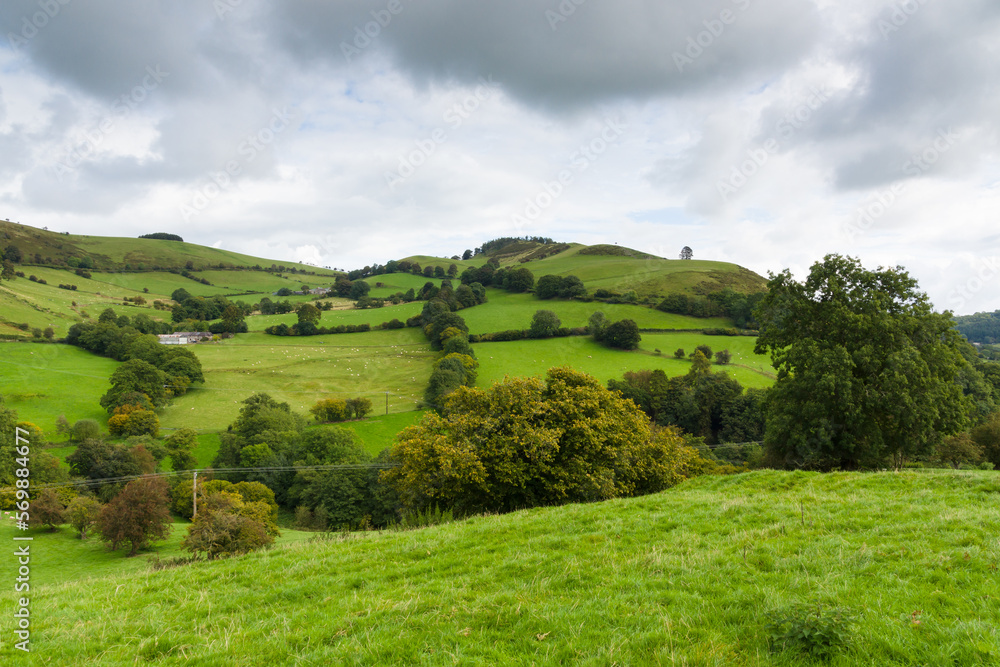 Scenic landscape in the Tanat Valley near to Llansilin in Powys North Wales