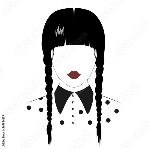 Silhouette of a girl with two pigtails