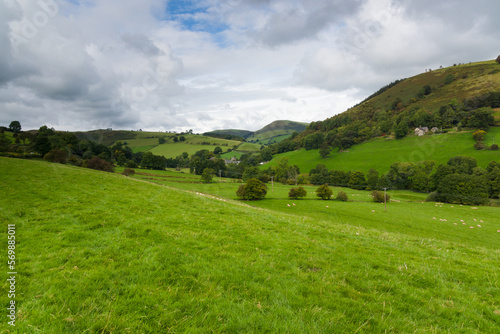 Scenic landscape in the Tanat Valley near to Llansilin in Powys North Wales