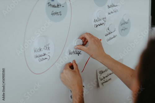 Business-Frau arbeitet an Whiteboard photo