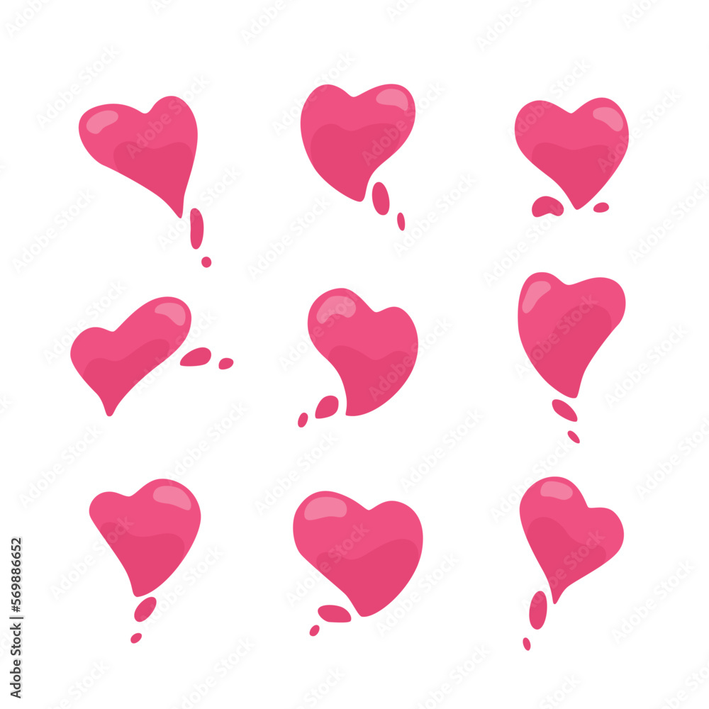Doodle hearts, hand drawn love heart collection. Love symbols. Vector illustration design elements set