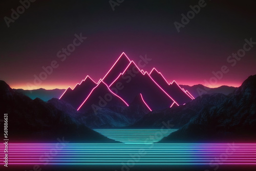 landscape with mountains fluorescent