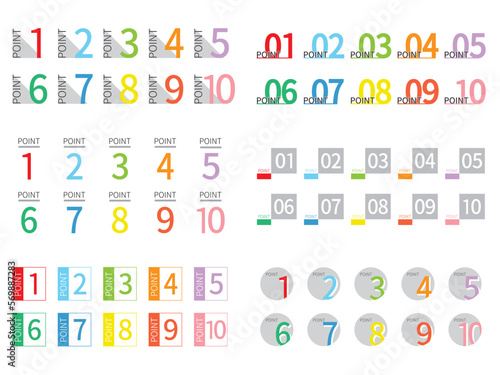 ポイントを示した1から10の数字-color2_colorful2