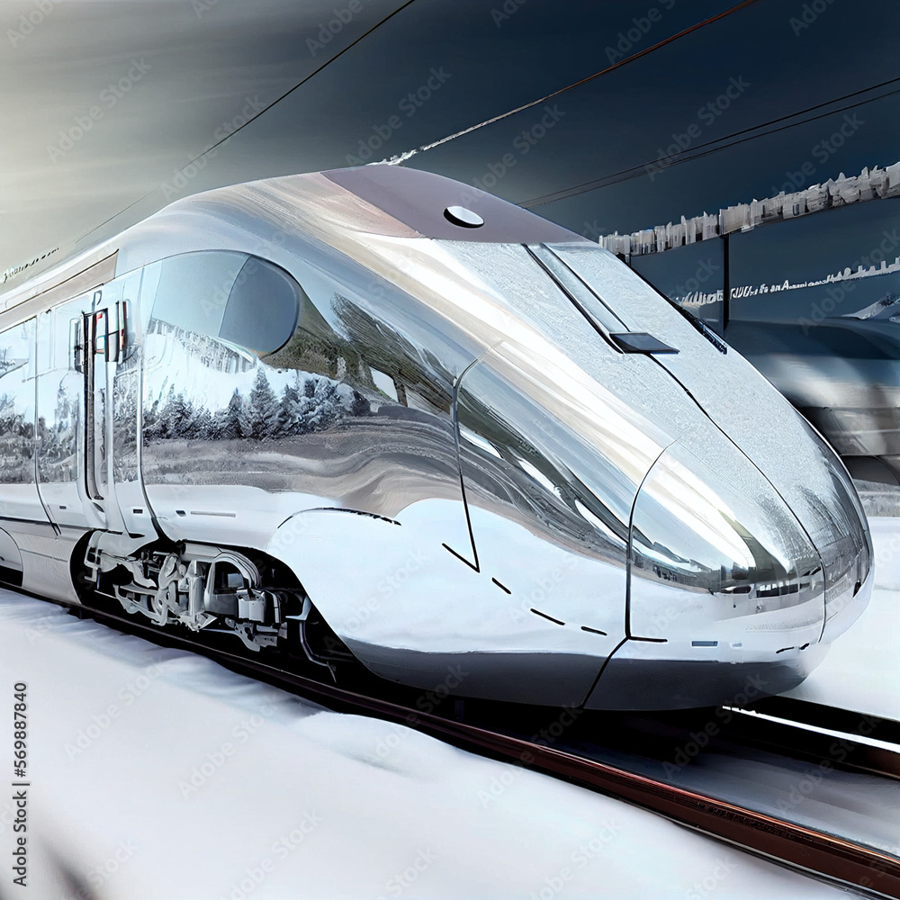 High-speed rail trains. Generative Ai Stock Illustration | Adobe Stock