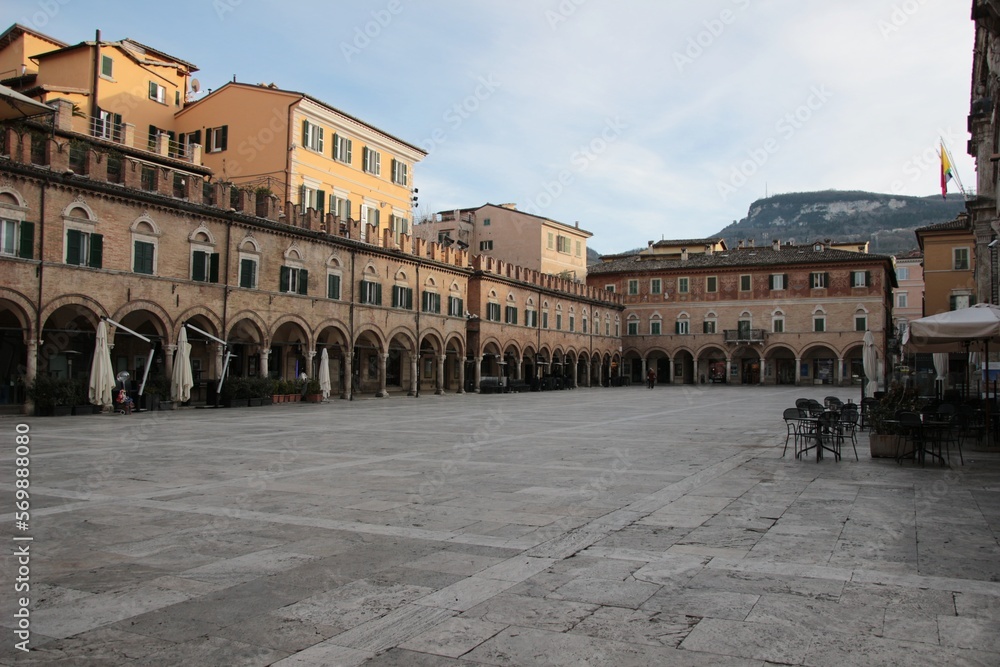 Italy, Marche, Ascoli Piceno: View of People Square.