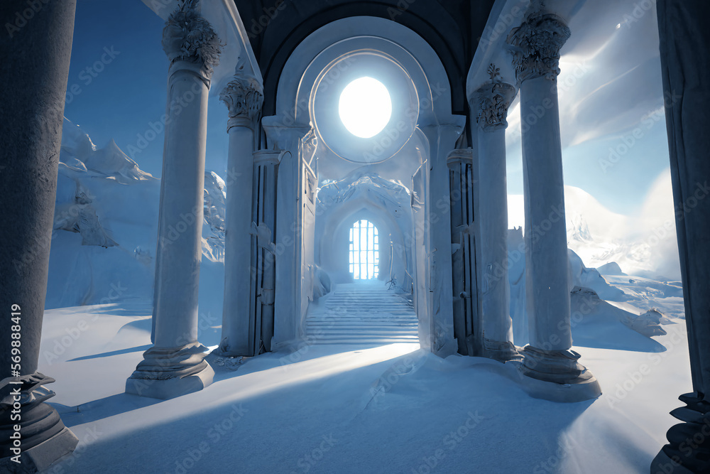 Fototapeta premium 超リアルな雪の世界や雪国系イラスト背景イラスト(AI generated image)