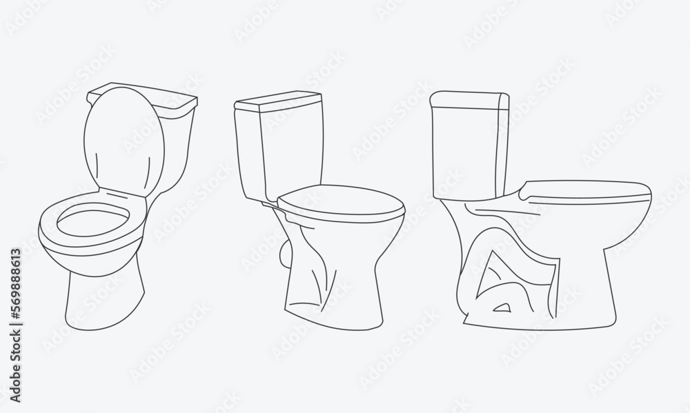 outline vector toilet, boded, pan and bowl. For wc room or bathroom at home. line art vector illustration outline vector toilet, boded, pan and bowl. For wc room or bathroom at home. line art vector illustration