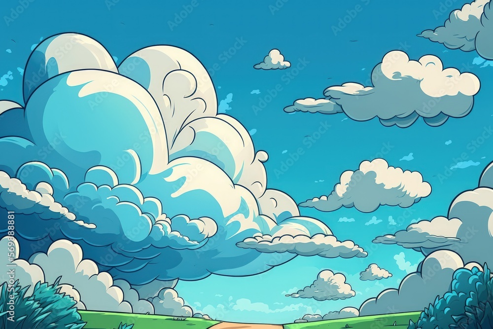 cloudy blue sky backdrop. Generative AI cloudy blue sky backdrop. Generative AI