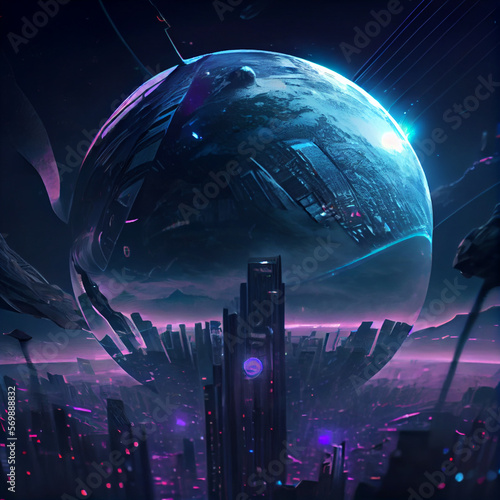 earth cyberpunk universe. Generative Ai
