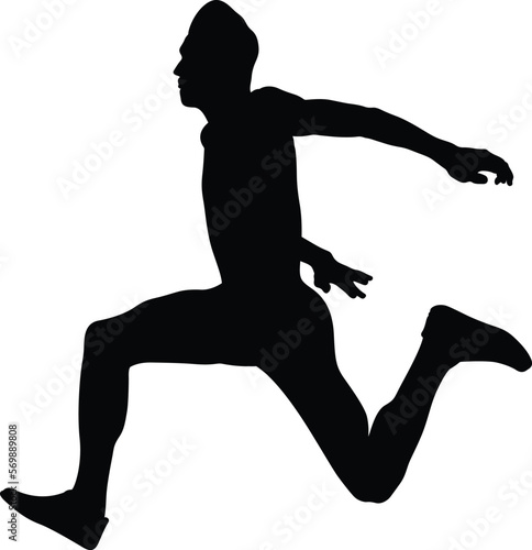 dynamic jump male athlete in triple jump