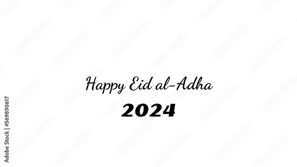 Happy Eid al-Adha wish typography with transparent background