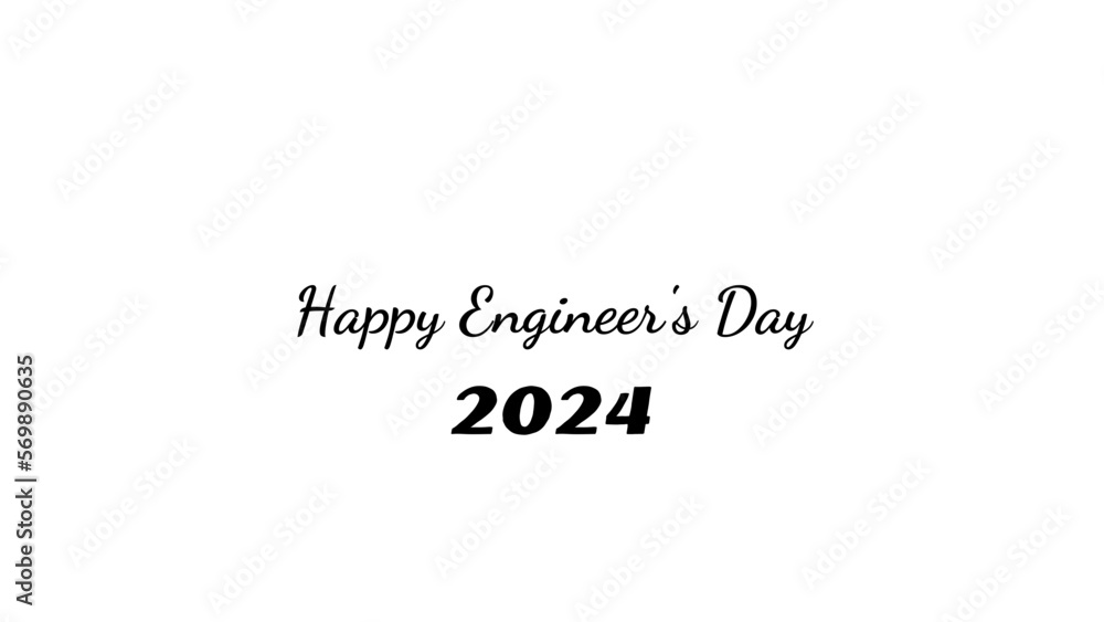 Happy Engineer's Day wish typography with transparent background