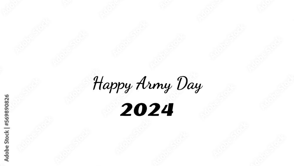 Happy Army Day wish typography with transparent background
