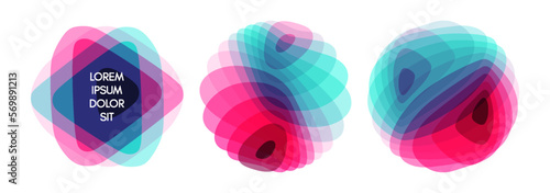 Set of spheres. Abstract geometric design. Vector illustration made of various overlapping elements. Applicable for banners, placards, posters or flyers.