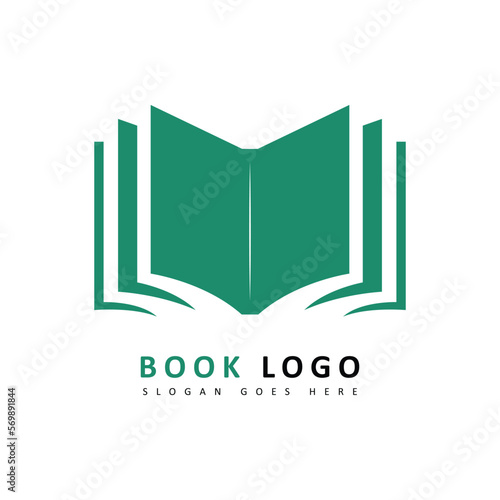 Vector illustration of bookstore logo for education, smart learning. Book logo design template.