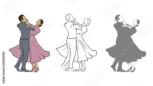 Dancers in Ballroom Design Set.