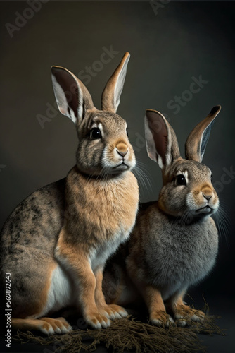 two of rabbit. Generative Ai © Bright Studio