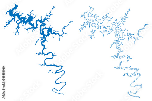 Lake Center Hill Reservoir (United States of America, North America, us, usa, Tennessee) map vector illustration, scribble sketch Center Hill Dam map