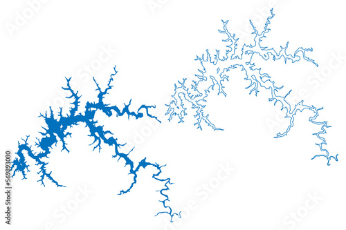 Lake Dale Hollow Reservoir (United States of America, North America, us, usa, Kentucky and Tennessee) map vector illustration, scribble sketch Dale Hollow Dam map