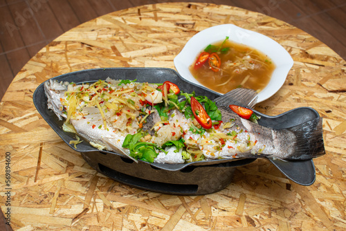 Steamed Seabass with Lime and Chillies