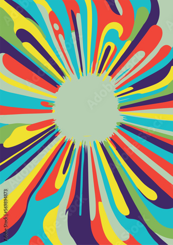 Set of backgrounds for the sun text. Set of backgrounds for hippie text, positive art, hippie art, psychedelic art inspired by the 1970s, 1960s. The poster is bright sunny. Solar Art Festival. 