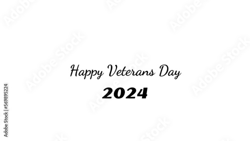 Happy Veterans Day wish typography with transparent background