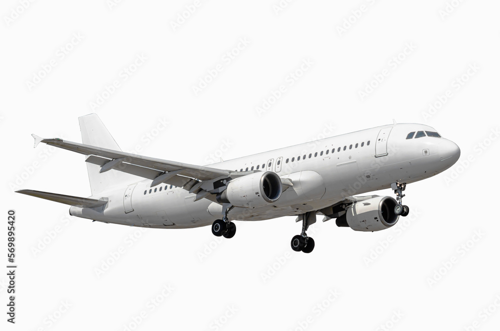 Avión de pasajeros real sobre fondo blanco Avión de pasajeros real sobre fondo blanco
