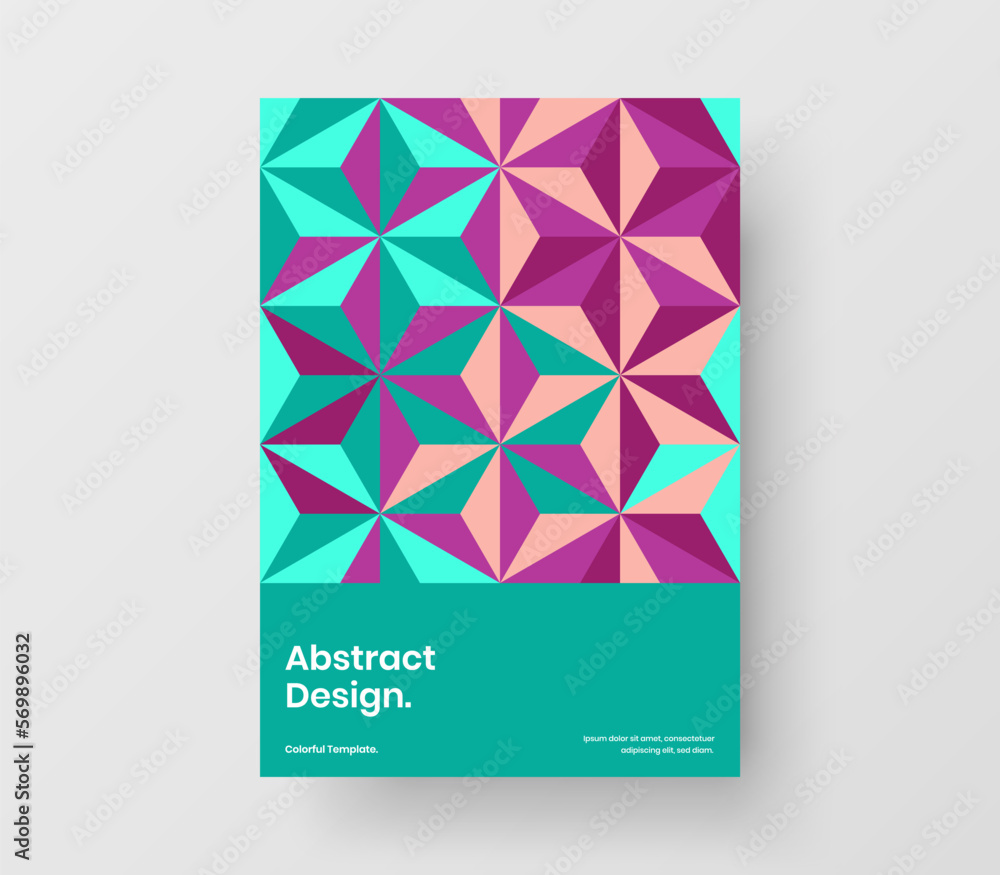 Fototapeta premium Premium geometric hexagons presentation template. Original book cover A4 design vector concept.