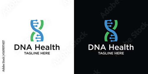 logo design DNA health technology icon vector illustration