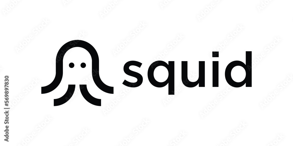 logo design squid line icon vector illustration logo design squid line icon vector illustration