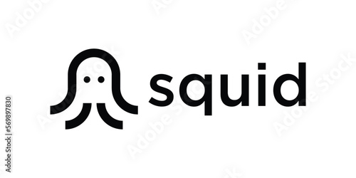 logo design squid line icon vector illustration