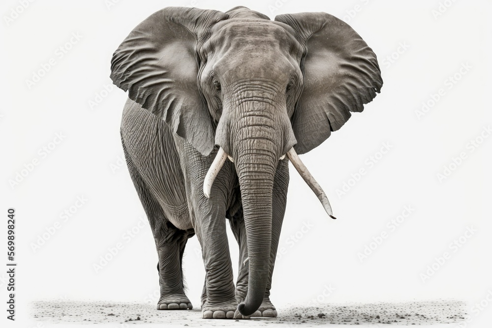 elephant isolated on white, ai generated