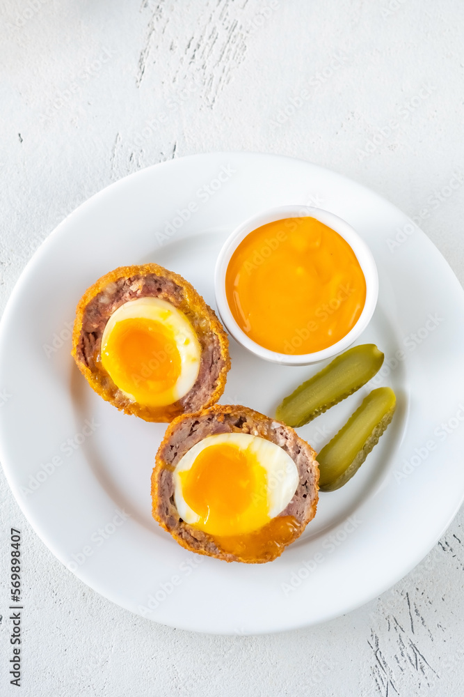 Portion of Scotch egg Portion of Scotch egg