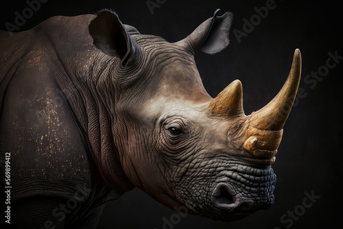 white rhino close up  ai generated