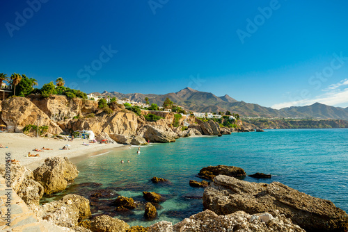Beach in Nerja, Anadalusia, Spain photo