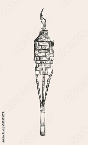 Hand-drawn sketch of hawaii bamboo torch