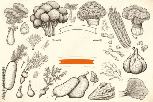set of vegetables banner, ai generated