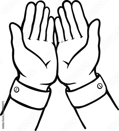 Praying Hands drawing line art vector illustration sketch, moslem hands praying gesture
