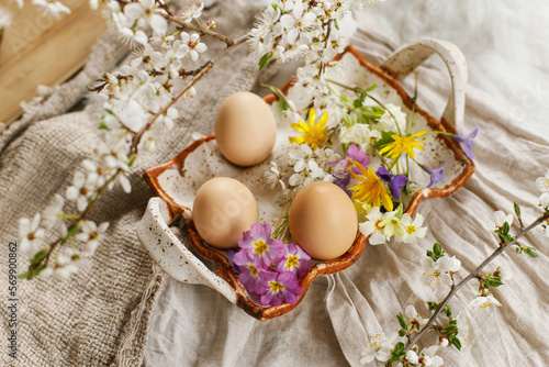 Canvas Print Happy Easter! Rustic easter still life