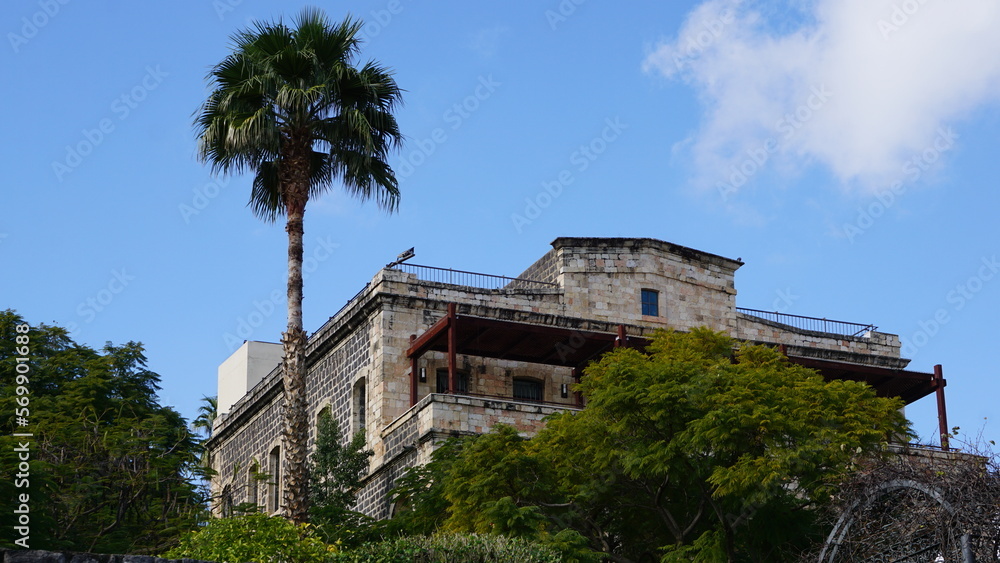 A beautiful building in Tiberias in Israel in the month of February A beautiful building in Tiberias in Israel in the month of February