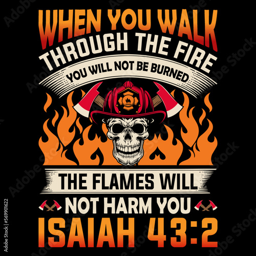 Firefighter T-shirt design Vector