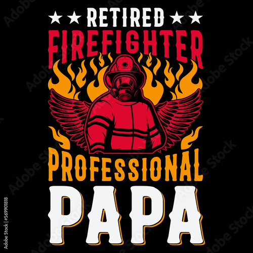 Firefighter T-shirt design Vector