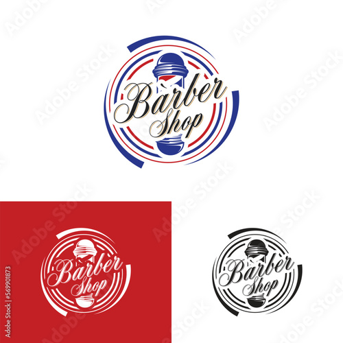 Vector illustration of barbershop logo. Vintage Barbershop logo creative design.