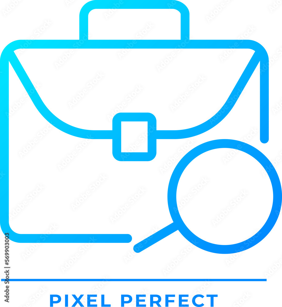Job search pixel perfect gradient linear vector icon. Work position. Career development. Job hunting online platform. Thin line color symbol. Modern style pictogram. Vector isolated outline drawing Job search pixel perfect gradient linear vector icon. Work position. Career development. Job hunting online platform. Thin line color symbol. Modern style pictogram. Vector isolated outline drawing