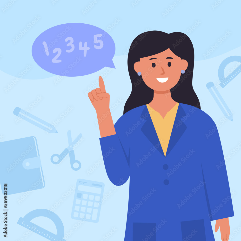 Flat design of education informative with teacher and bubble chat with numeric vector design Flat design of education informative with teacher and bubble chat with numeric vector design