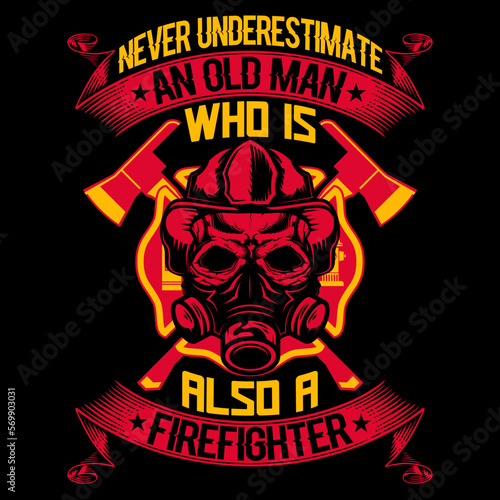 Firefighter T-shirt design Vector